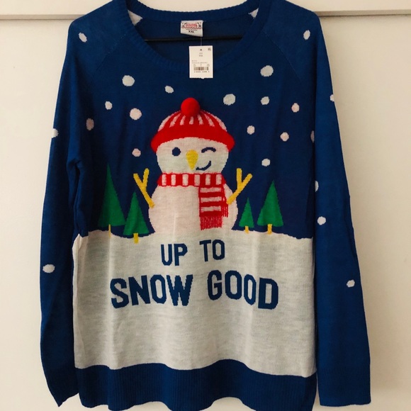 Holiday Christmas Snowman Sweater Blue  XXL - Picture 1 of 4